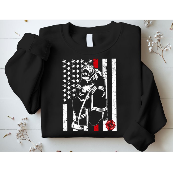 Praying Firefighter Thin Red Line Sweatshirt