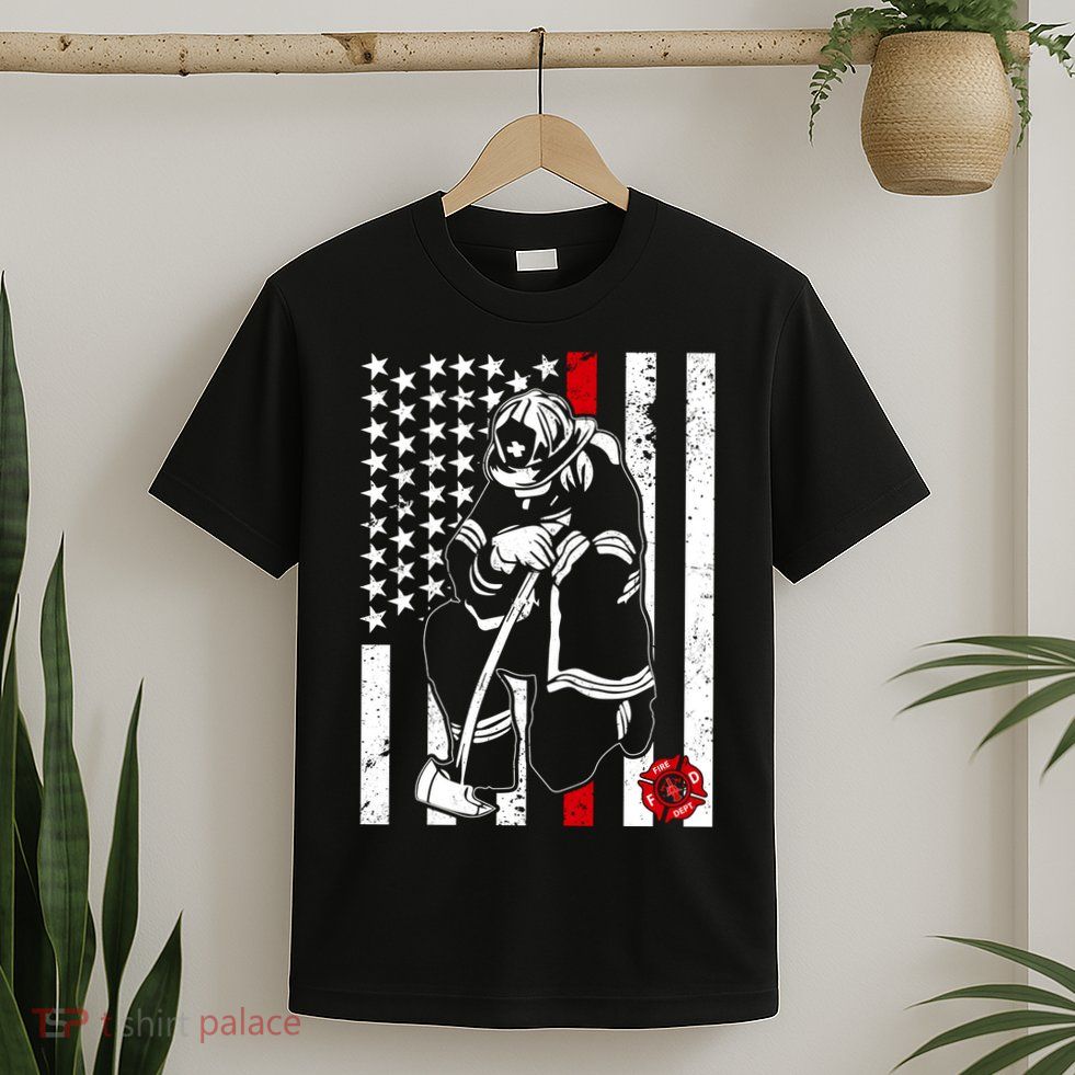Praying Firefighter Thin Red Line T-Shirt
