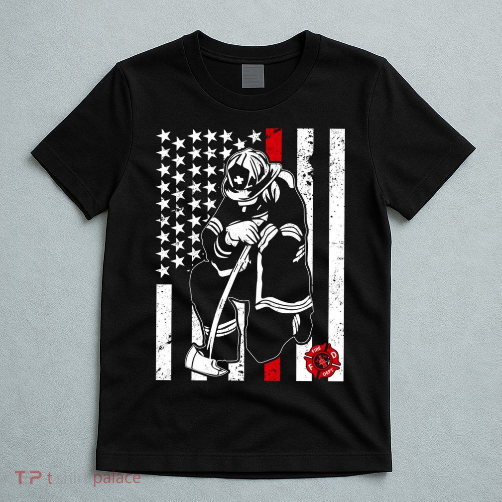 Praying Firefighter Thin Red Line T-Shirt