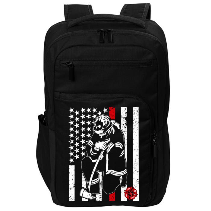 Praying Firefighter Thin Red Line Impact Tech Backpack