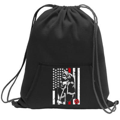 Praying Firefighter Thin Red Line Sweatshirt Cinch Pack Bag