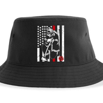 Praying Firefighter Thin Red Line Sustainable Bucket Hat