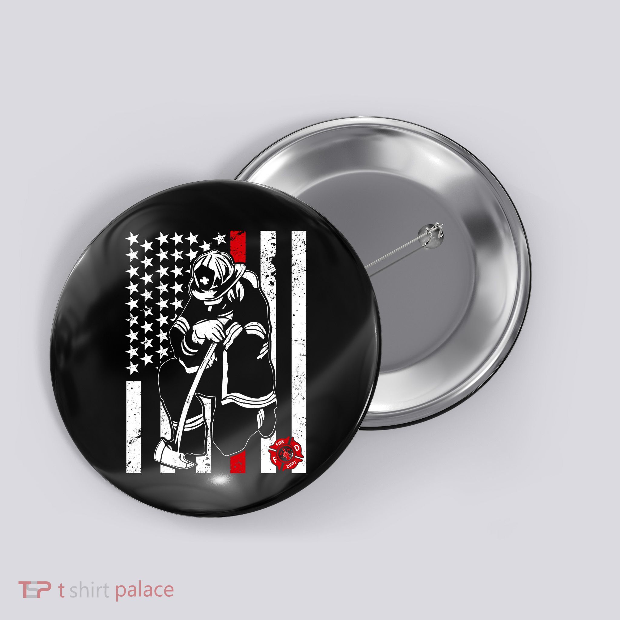 Praying Firefighter Thin Red Line Button