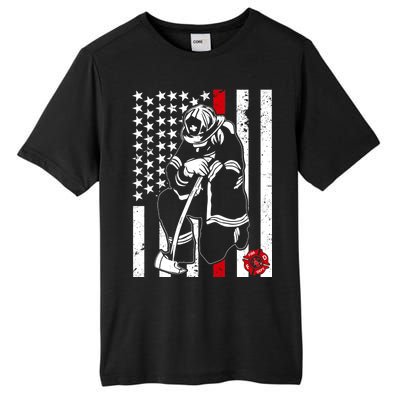 Praying Firefighter Thin Red Line Tall Fusion ChromaSoft Performance T-Shirt