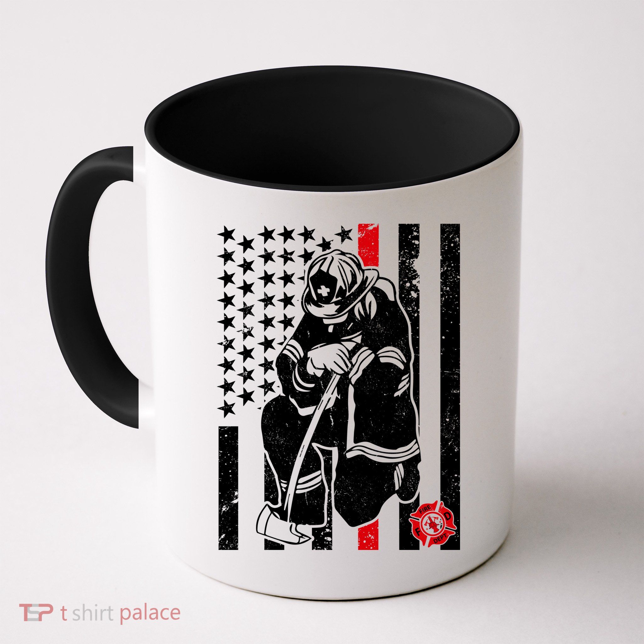 Praying Firefighter Thin Red Line Mug