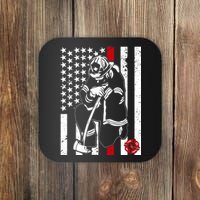 Praying Firefighter Thin Red Line Coaster