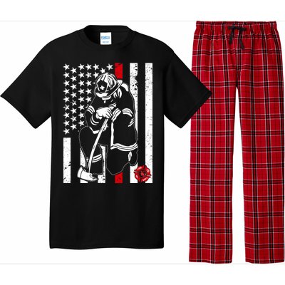 Praying Firefighter Thin Red Line Pajama Set