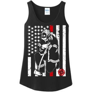 Praying Firefighter Thin Red Line Ladies Essential Tank