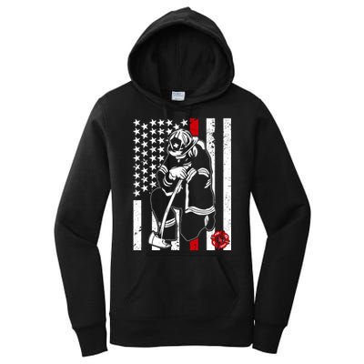 Praying Firefighter Thin Red Line Women's Pullover Hoodie