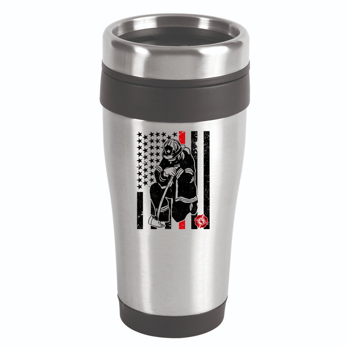 Praying Firefighter Thin Red Line 16oz Travel Tumbler