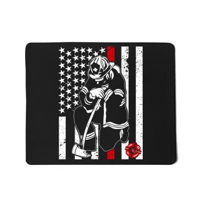 Praying Firefighter Thin Red Line Mousepad