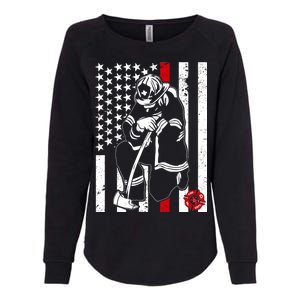 Praying Firefighter Thin Red Line Womens California Wash Sweatshirt