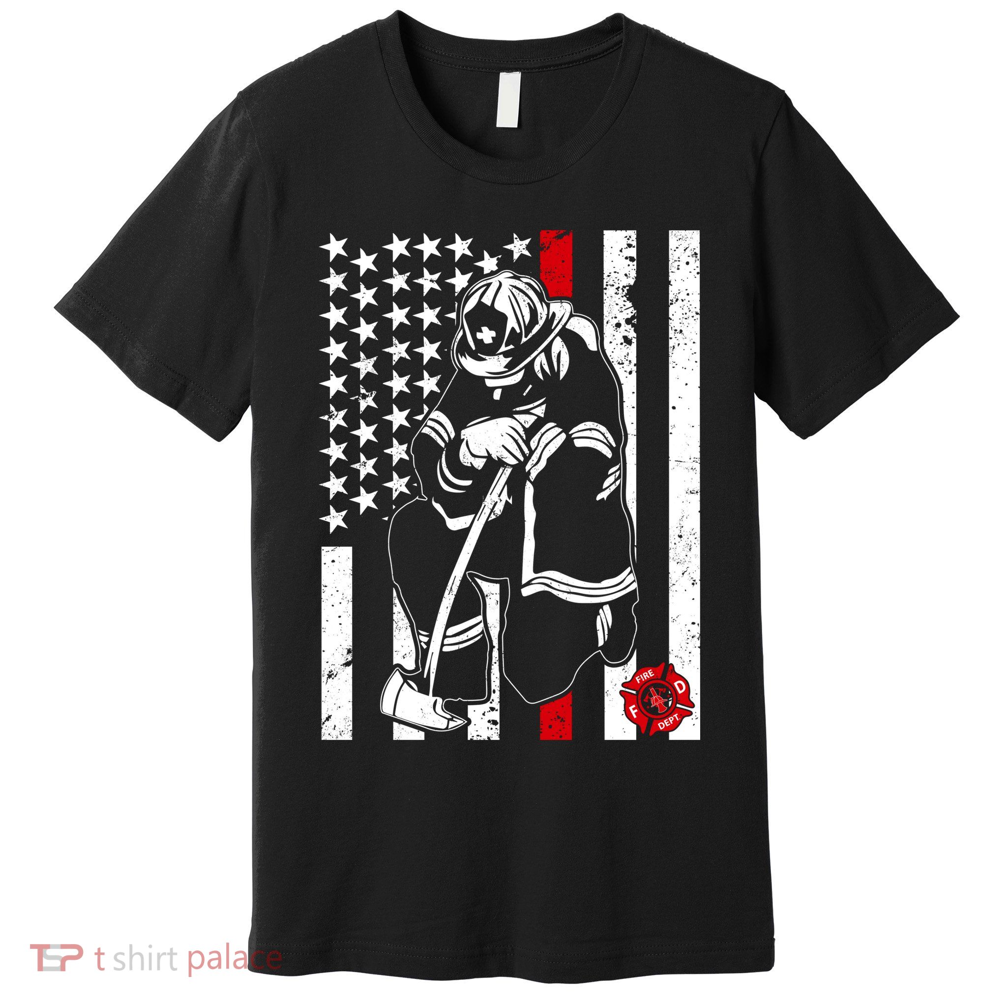 Praying Firefighter Thin Red Line Premium T-Shirt