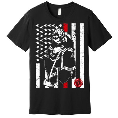 Praying Firefighter Thin Red Line Premium T-Shirt