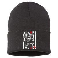 Praying Firefighter Thin Red Line Sustainable Knit Beanie