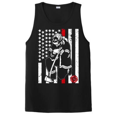 Praying Firefighter Thin Red Line PosiCharge Competitor Tank