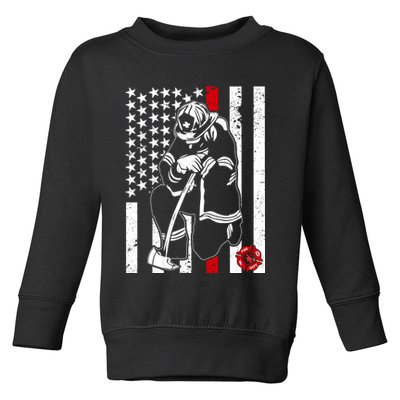 Praying Firefighter Thin Red Line Toddler Sweatshirt