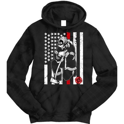 Praying Firefighter Thin Red Line Tie Dye Hoodie
