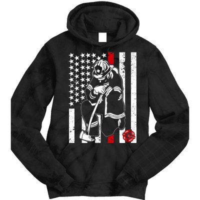 Praying Firefighter Thin Red Line Tie Dye Hoodie