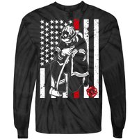 Praying Firefighter Thin Red Line Tie-Dye Long Sleeve Shirt