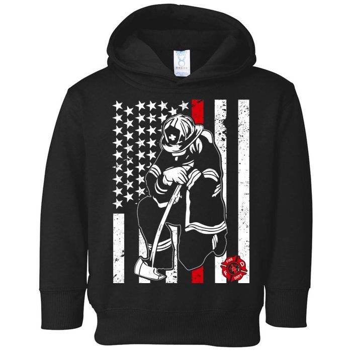 Praying Firefighter Thin Red Line Toddler Hoodie