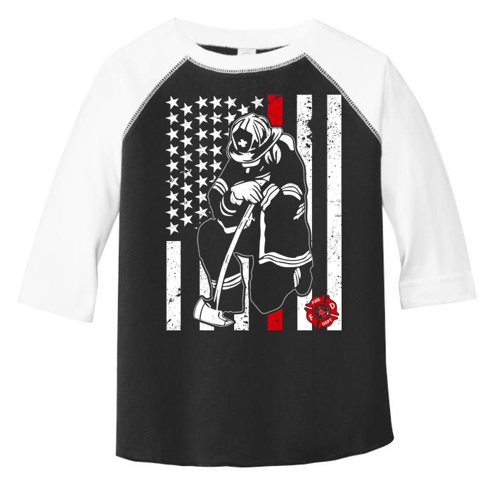 Praying Firefighter Thin Red Line Toddler Fine Jersey T-Shirt