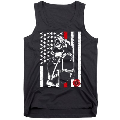 Praying Firefighter Thin Red Line Tank Top