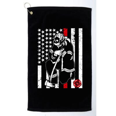 Praying Firefighter Thin Red Line Platinum Collection Golf Towel