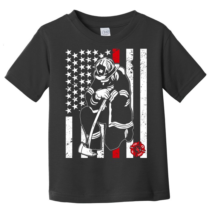 Praying Firefighter Thin Red Line Toddler T-Shirt