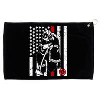 Praying Firefighter Thin Red Line Grommeted Golf Towel