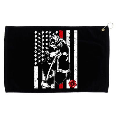 Praying Firefighter Thin Red Line Grommeted Golf Towel