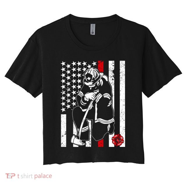 Praying Firefighter Thin Red Line Crop Top