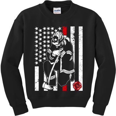 Praying Firefighter Thin Red Line Kids Sweatshirt