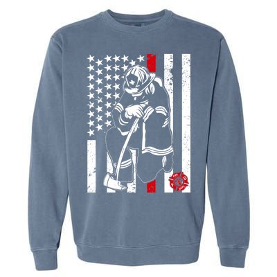 Praying Firefighter Thin Red Line Garment-Dyed Sweatshirt