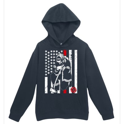 Praying Firefighter Thin Red Line Urban Pullover Hoodie