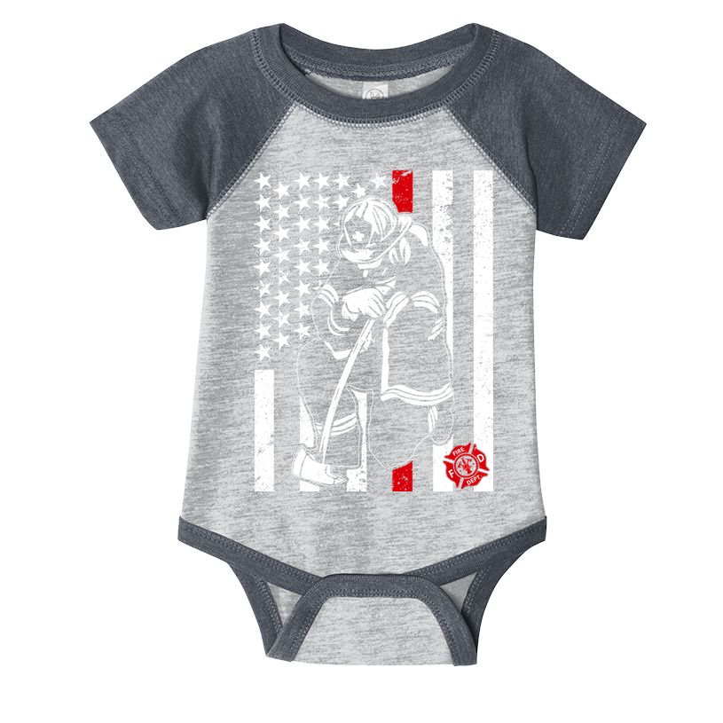 Praying Firefighter Thin Red Line Infant Baby Jersey Bodysuit