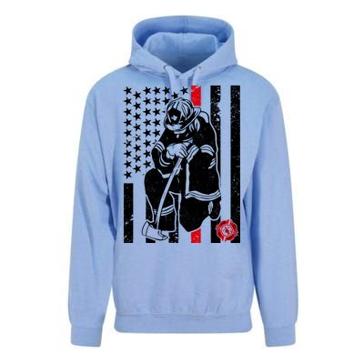 Praying Firefighter Thin Red Line Unisex Surf Hoodie