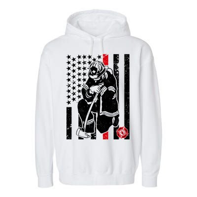 Praying Firefighter Thin Red Line Garment-Dyed Fleece Hoodie