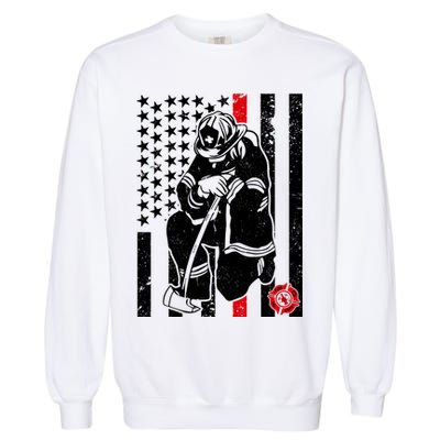Praying Firefighter Thin Red Line Garment-Dyed Sweatshirt
