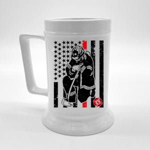 Praying Firefighter Thin Red Line Beer Stein