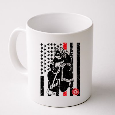 Praying Firefighter Thin Red Line Coffee Mug