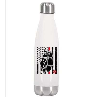 Praying Firefighter Thin Red Line Stainless Steel Insulated Water Bottle