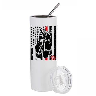 Praying Firefighter Thin Red Line Stainless Steel Tumbler