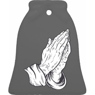 Praying Hands Ceramic Bell Ornament