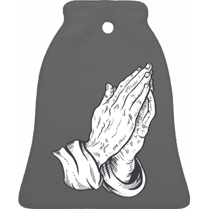 Praying Hands Ceramic Bell Ornament