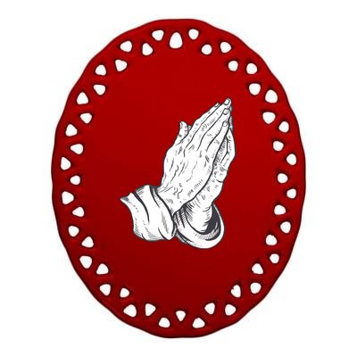 Praying Hands Ceramic Oval Ornament