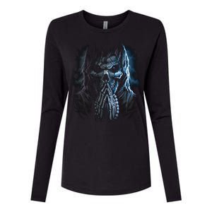 Praying Reaper Skeleton Womens Cotton Relaxed Long Sleeve T-Shirt