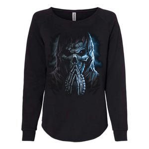 Praying Reaper Skeleton Womens California Wash Sweatshirt