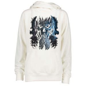 Praying Reaper Skeleton Womens Funnel Neck Pullover Hood