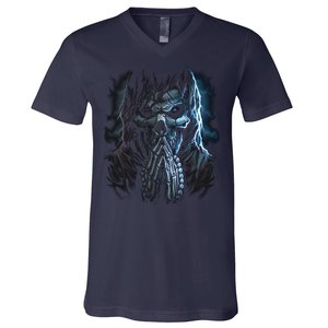 Praying Reaper Skeleton V-Neck T-Shirt